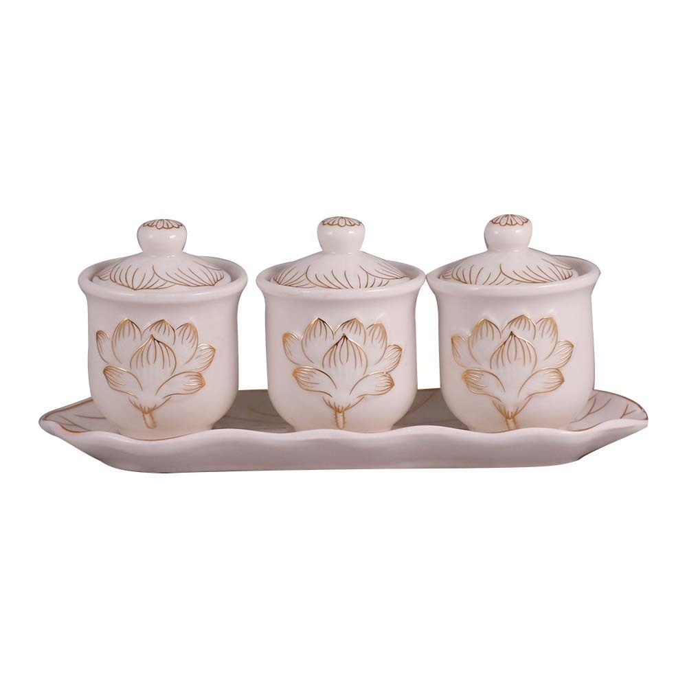 Amly Water Cup 3PCS With Kalap (Lotus Design)