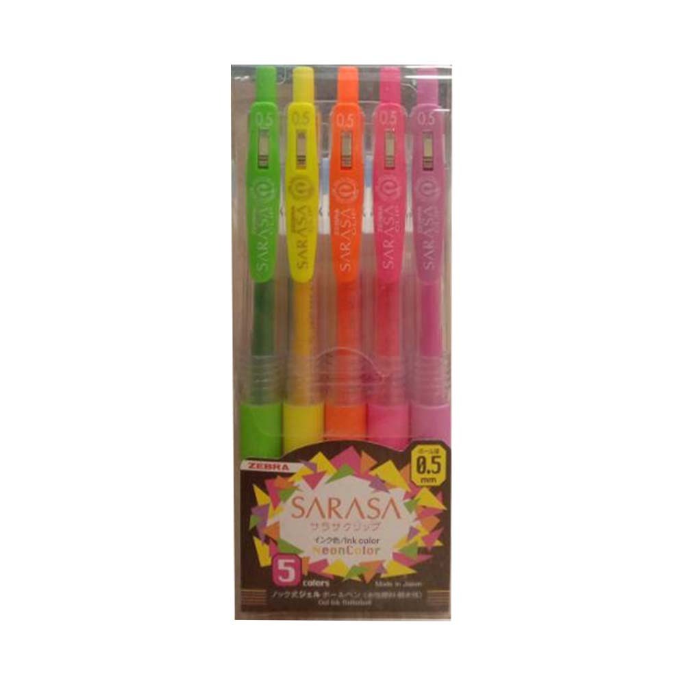 Zebra Sarasa Clip Neon Gel Pen 5PCS 0.5MM JJ15-5C