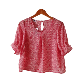 Kudos Floral Chiffon Blouse B-003(P) Pink Large