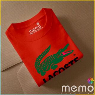 memo ygn lacoste unisex Printing T-shirt DTF Quality sticker Printing-Red (Small)