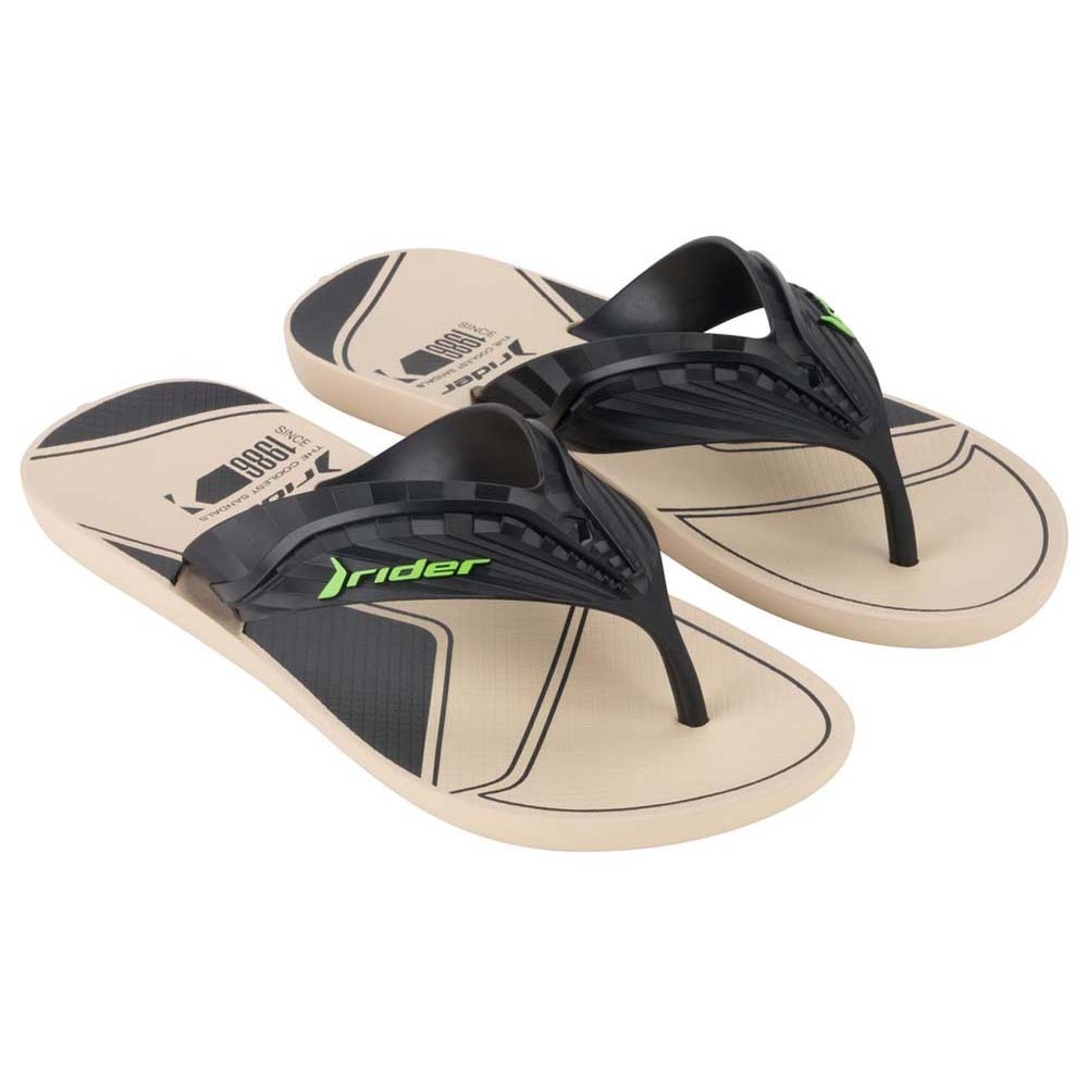 Rider Way Logomania II Thong A Flip (No-11) Beige, Black & Green 212388BB08511