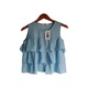 Kudos Floral Chiffon Woman Blouse Baby Blue B-002 Medium