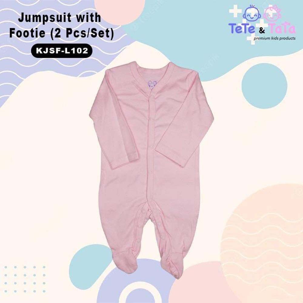 Te Te & Ta Ta Jumpsuit With Footies Pink 9-12 Months (3Pcs/1Set) KJSF-L102