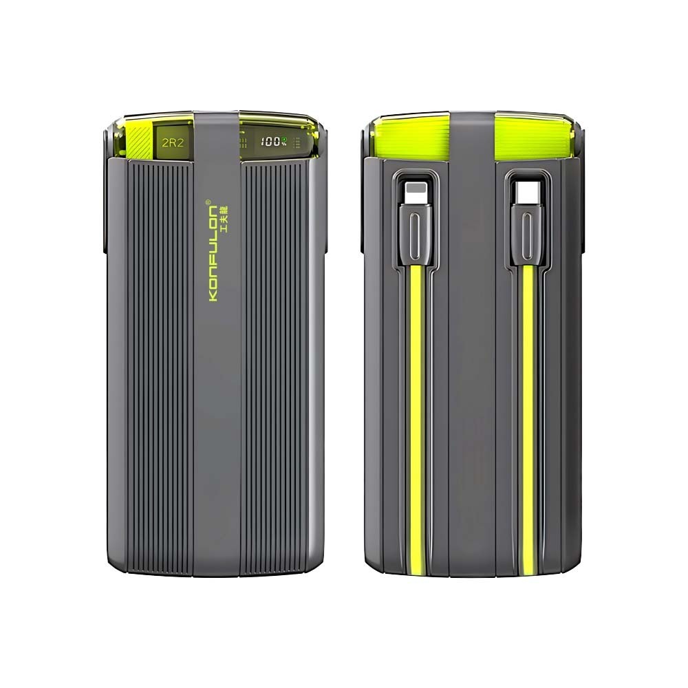 Konfulon A43Q (10000mAh Fast Charging 22.5W Built-in Cable Power Bank) Black