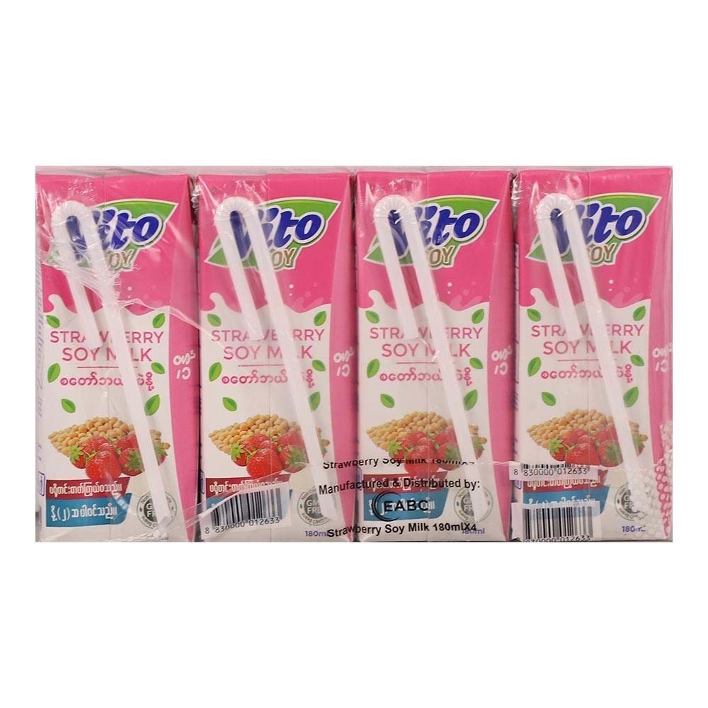 Vito Strawberry Flavour Soy Milk 180MLx4PCS