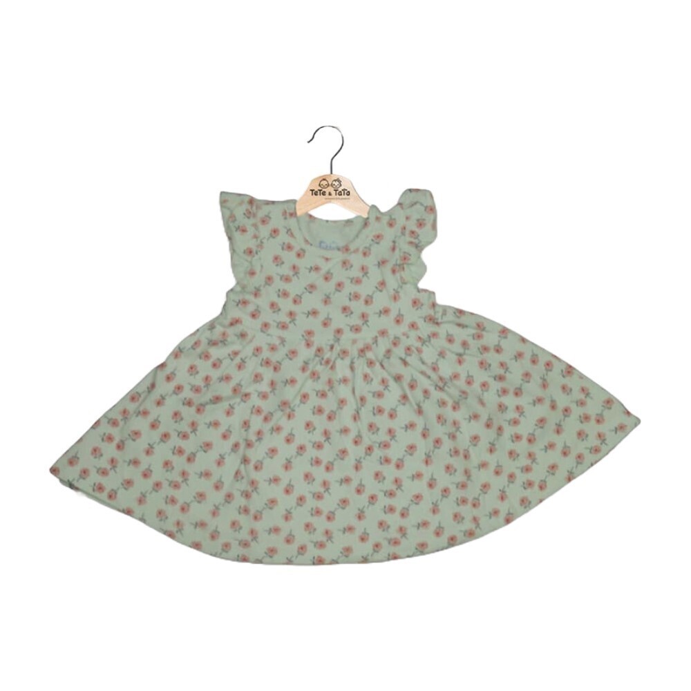 Te Te & Ta Ta Girl Short Sleeves Dress Green 3-6 Months(1Pcs) KDRS-S101