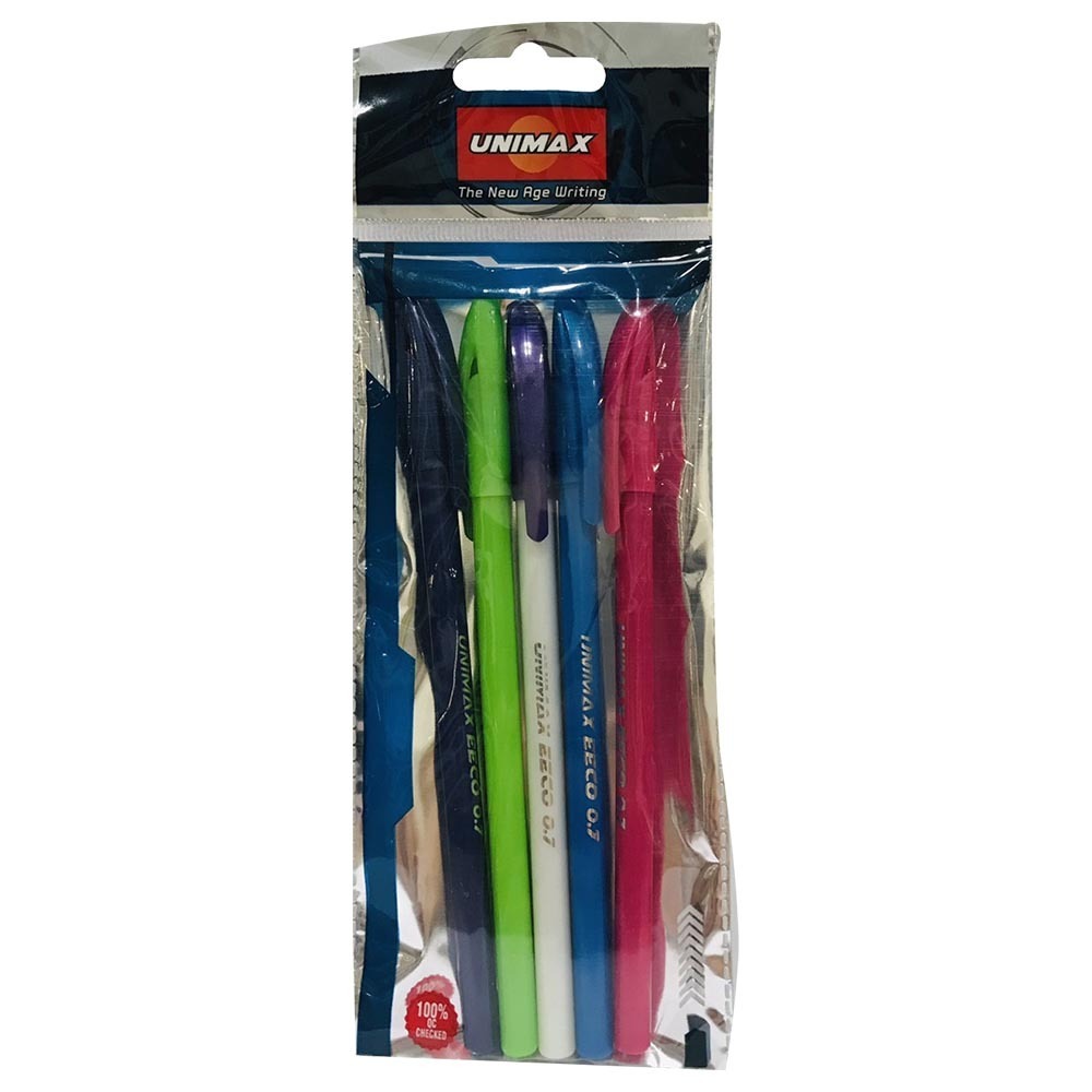 Unimax Ball Pen Eeco Blue 5PCS