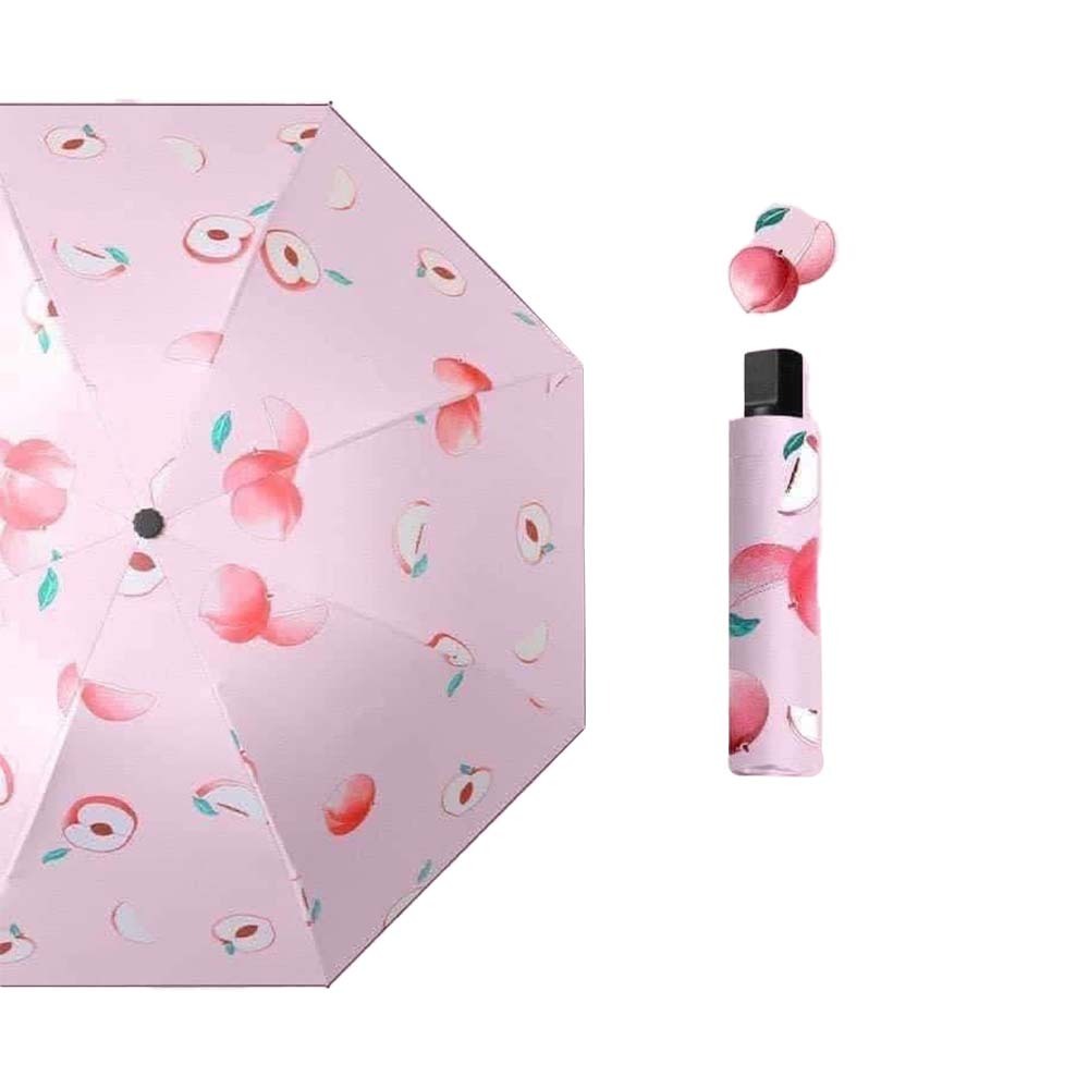 Automatic 3 Fold Fruit Printed Umbrella Pink