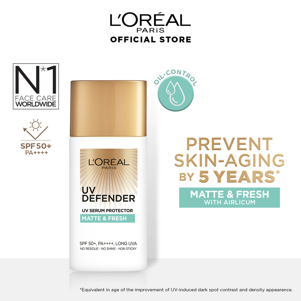 Loreal UV Defender Serum Protector Mattee & Fresh Sunscreen SPF 50+ PA+++ 50ML