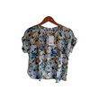 Kudos Floral Chiffon Woman Blouse Blue B-007 Small