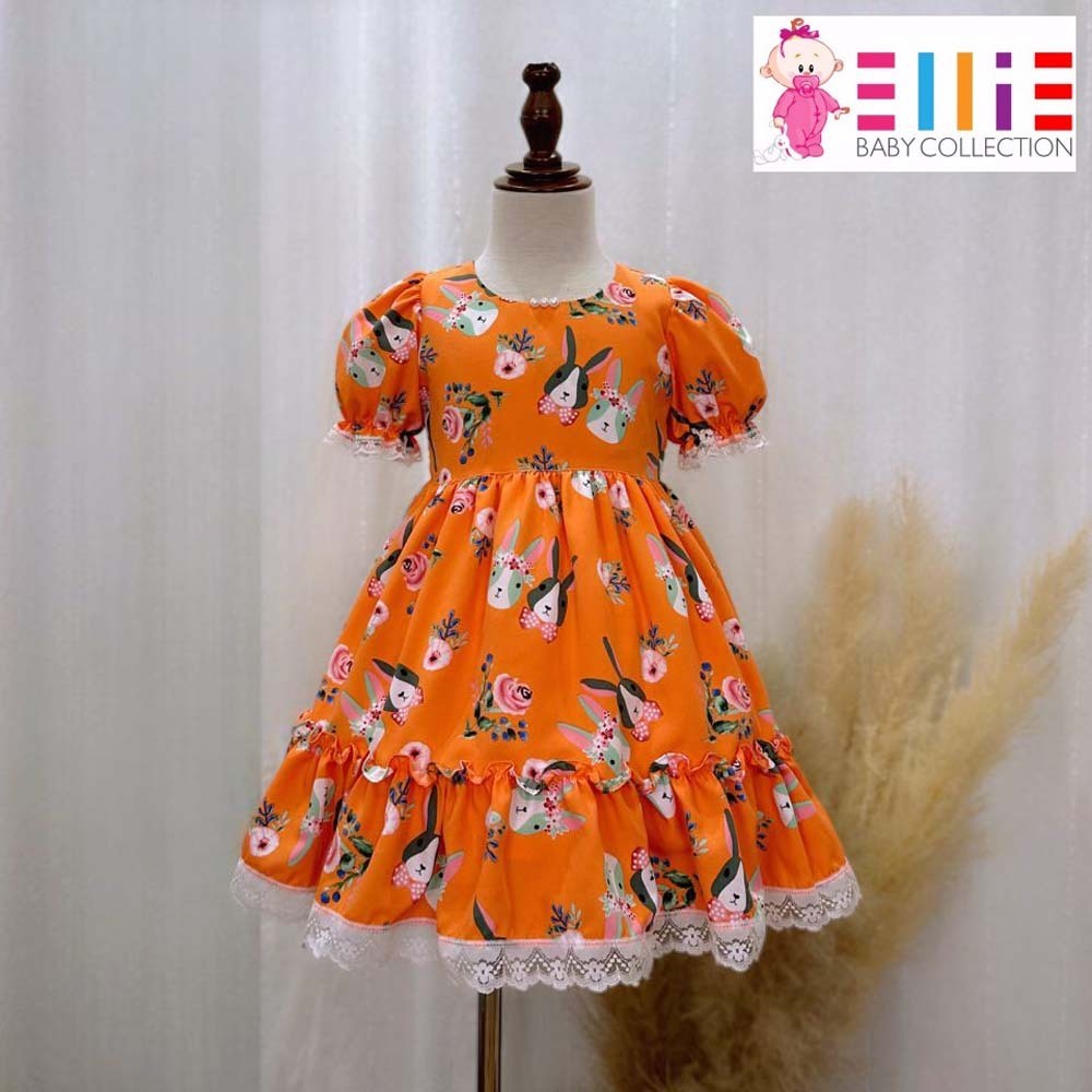 Ellie Baby Bunny Cotton Dress Orange Large CMO18