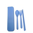 Beauty House Wheat Straw Spoon Fork & Chopstick Set (Blue)