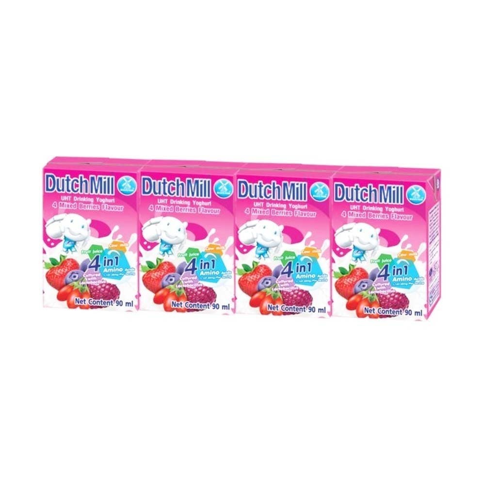 Dutch Mill 4 Mixed Berries Yoghurt Drink 90MLx4PCS