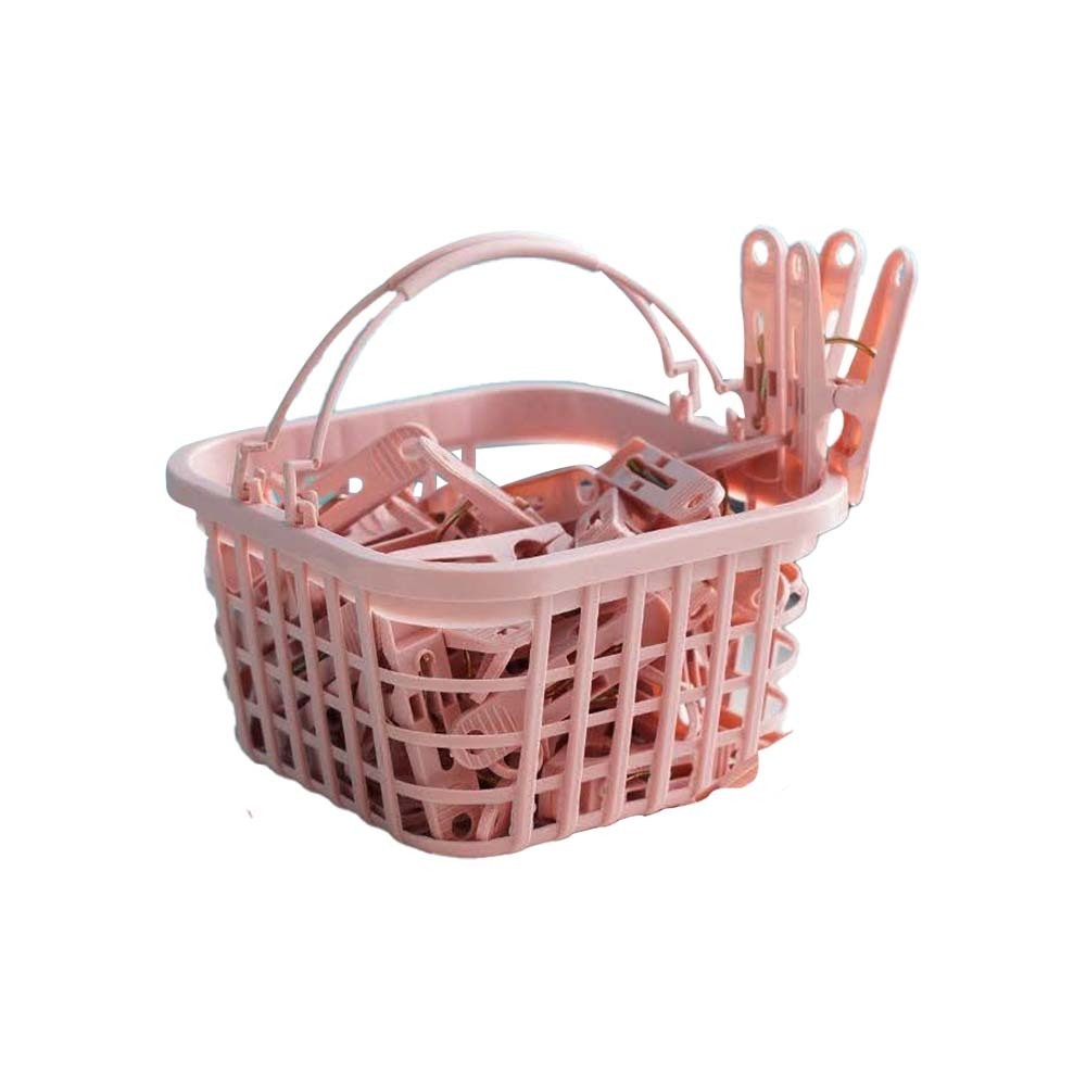 Clothing Protable Clip with Clip Basket 30PCS Pink