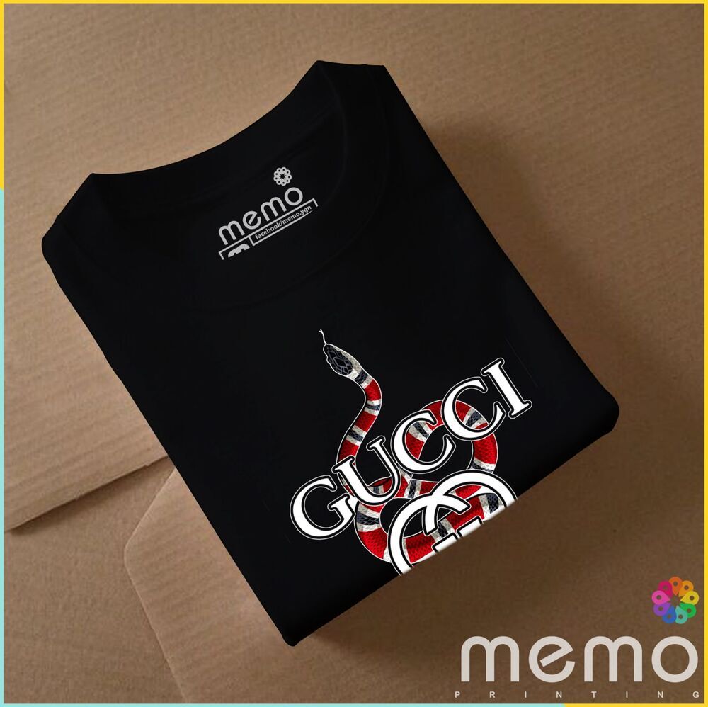 memo ygn GUCCI unisex Printing T-shirt DTF Quality sticker Printing-Black (XXL)