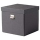 Ikea Tjog Storage Box With Lid, Dark Grey 32X31X30CM  004.776.72