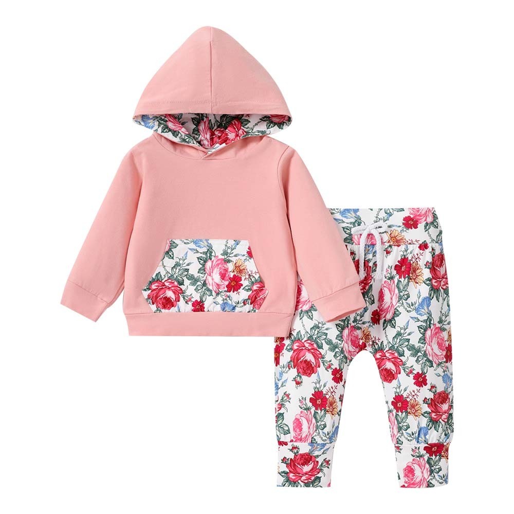 Baby Girl Long-Sleeve Hoodie And Floral Print Pants With Headband Set (12-18 Months) 20100950