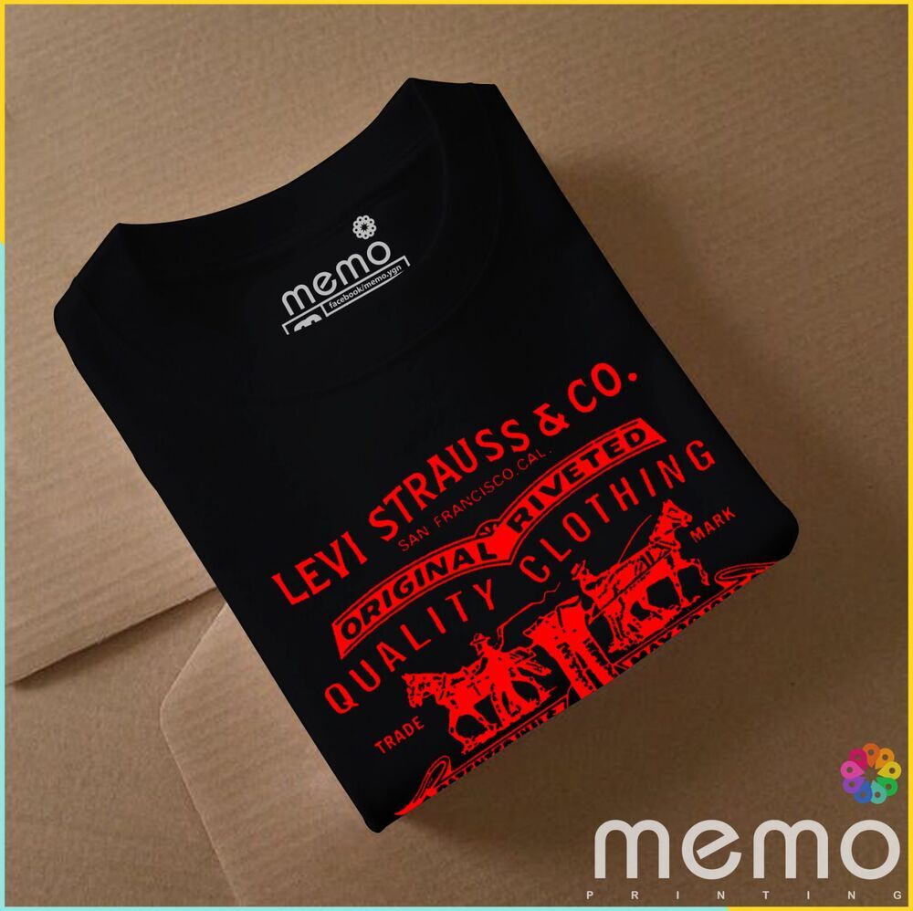 memo ygn Levi strauss & co. unisex Printing T-shirt DTF Quality sticker Printing-Black (Medium)