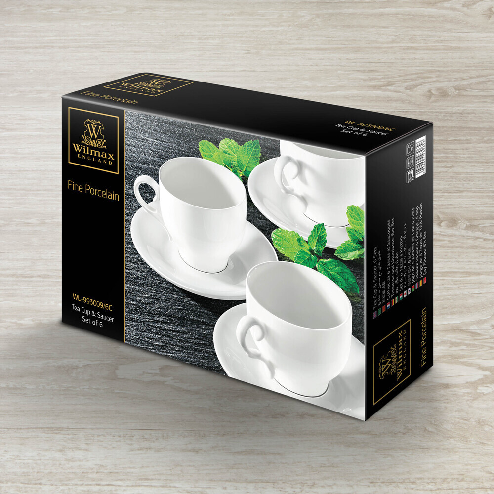 Wilmax 7OZ, 220ML Tea Cup & Saucer WL-9930096С
