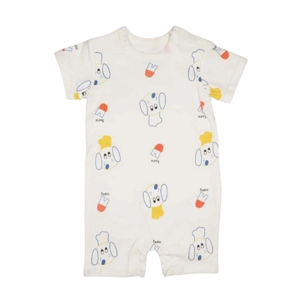 Te Te & Ta Ta Short Romper Short Sleeves White 6-9 Months (3Pcs/1Set) KRP-S101