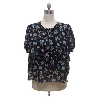 Styluxe Floral Chiffon Blouse  Gray