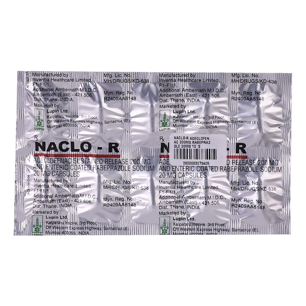 Naclo-R Aceclofenac 200MG&Rabeprazole 20MG 10Capsules