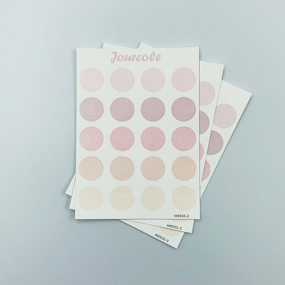 Jourcole  Circles and Dots Sticker One Sheet Journaling Deco Sticker  3.5x5inches JC0016 Pink