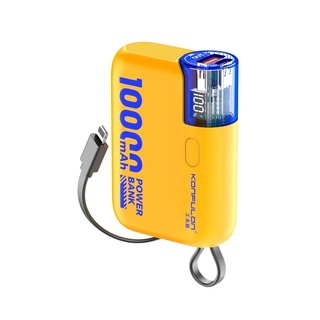 Konfulon A48Q (10000mAh Fast Charging 22.5W Built-in Cable Power Bank) + Lightning Cable White