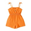 Girl Bowknot Design Stripe/Floral Print/Orange Cami Romper (5-6 Years) 20361581