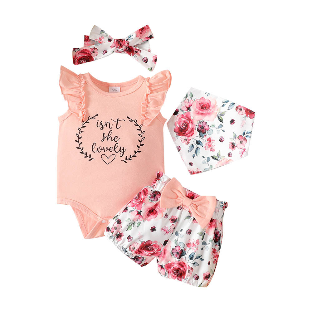 Baby Girl Letter Graphic Ruffled Tank Romper  & Headband Set (12-18 Months) 20621377