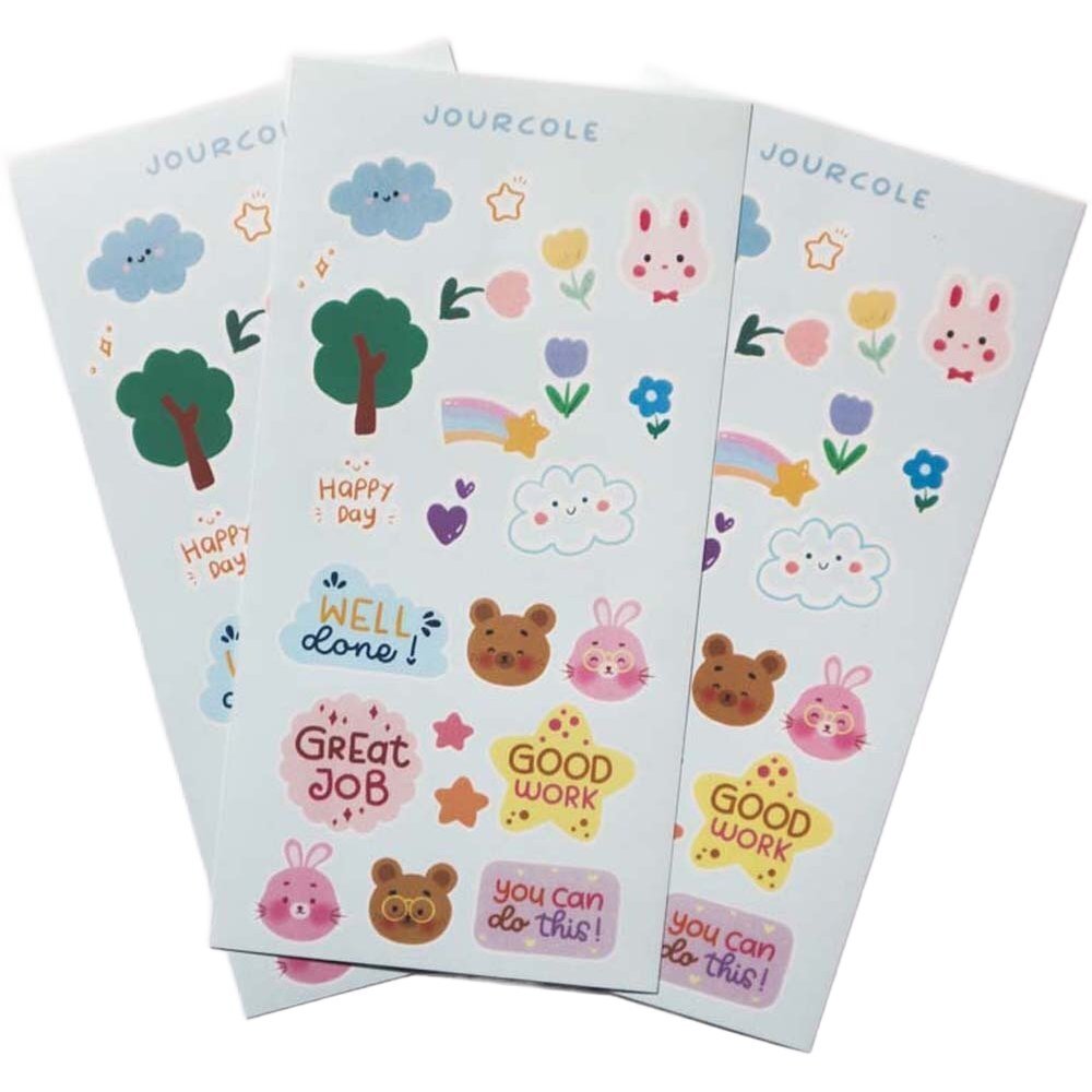 Jourcole  Kawaii Bears Sticker Set 2 sheets 8.5x16.5cm JC0026 Blue