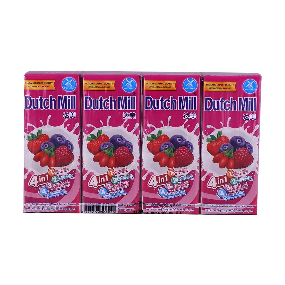 Dutch Mill 4 Mixed Berries Yoghurt Drink 180MLx4PCS