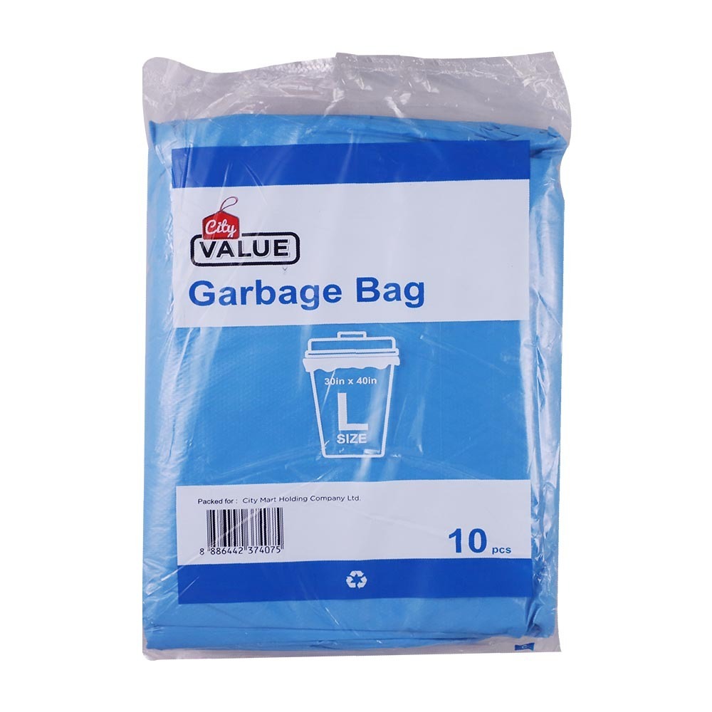 City Value Garbage Bag 30X40IN 10PCS Blue