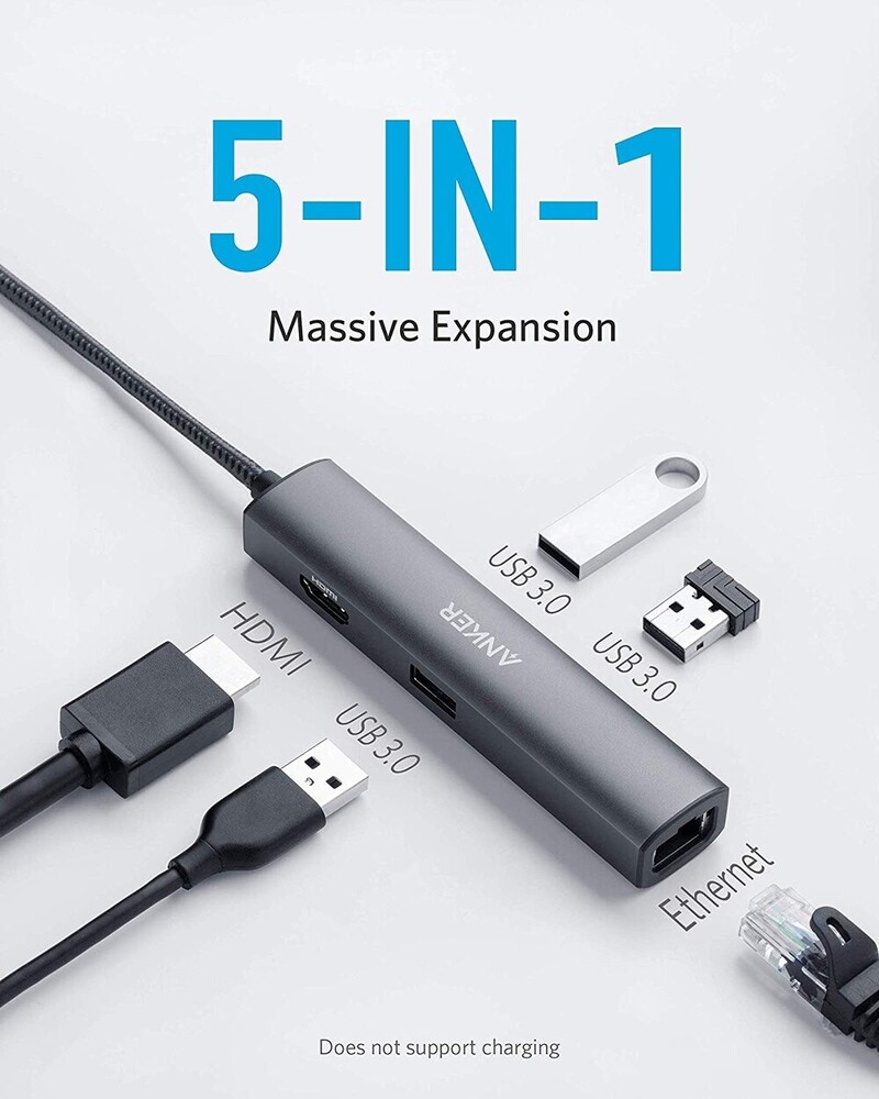 Anker USB C Hub 5-in-1 USB C Adapter with 4K USB C to HDMI