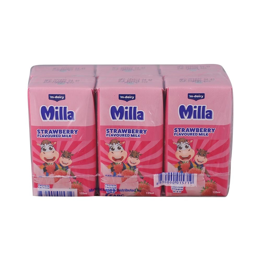 Milla Strawberry Flavoured Milk 125MLx6PCS