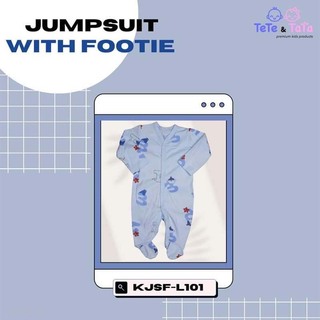 Te Te & Ta Ta Jumpsuit With Footies White 0-3 Months (3Pcs/1Set) KJSF-L101