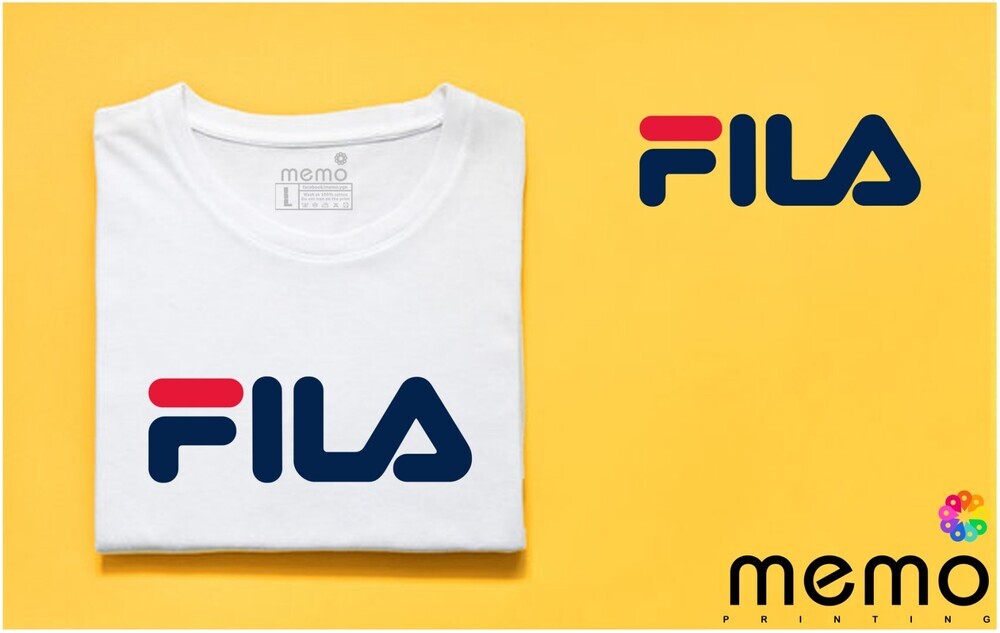 memo ygn FILA unisex Printing T-shirt DTF Quality sticker Printing-White (Small)