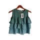 Kudos Floral Chiffon Woman Blouse Dark Green B-002 Medium