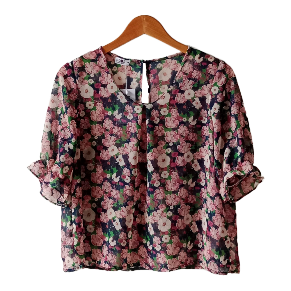 Kudos Floral Chiffon Blouse Pink B-003-P Small