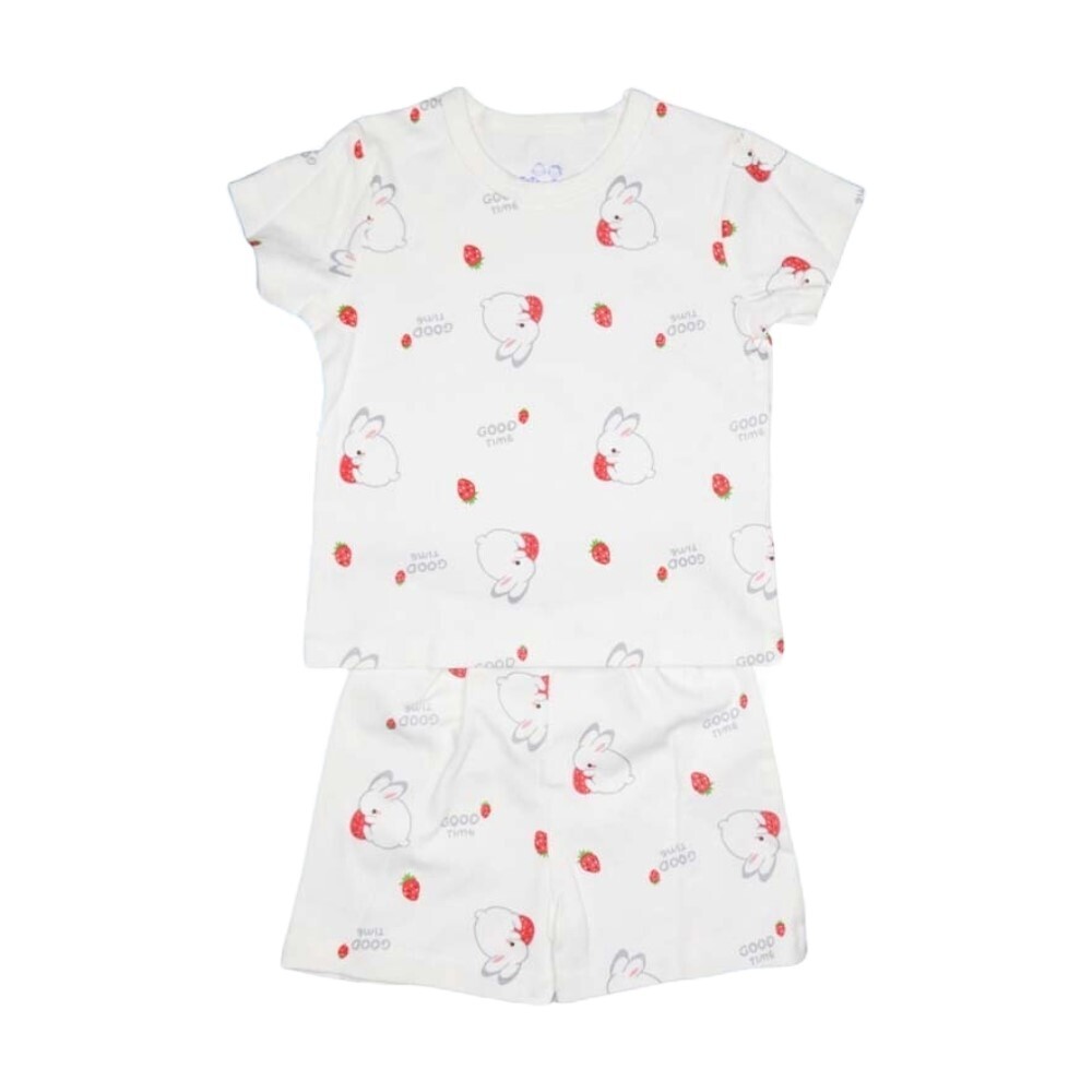 Te Te & Ta Ta T Shirt Short Sleeves & Short Pants White 2 Years (2Pcs/1Set) KTSP-SS101