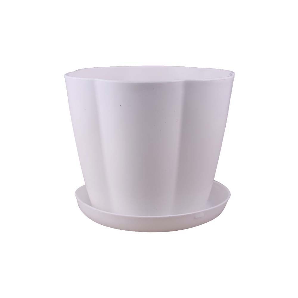 Plastic Flower Pot With Base 16.5X16.5X14CM No.0015