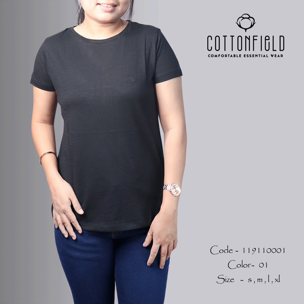 Cottonfield Women Short Sleeve Plain T-shirt C01 (Small)