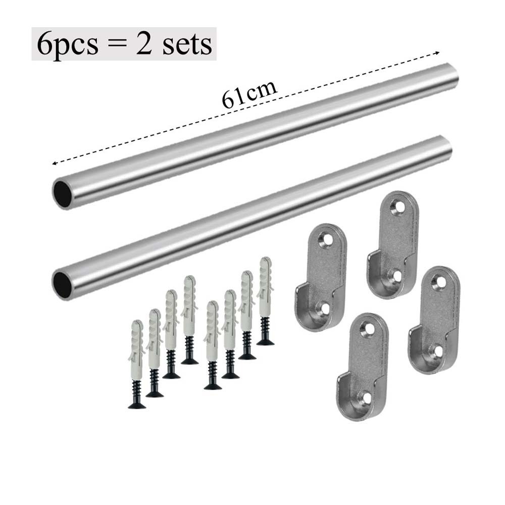 Jaramy Stainless Steel Closet Hanger Rod 61 CM - 2 Sets