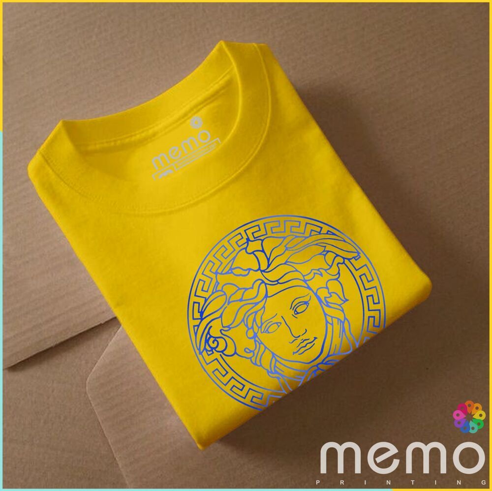 memo ygn Versace unisex Printing T-shirt DTF Quality sticker Printing-Yellow (Medium)