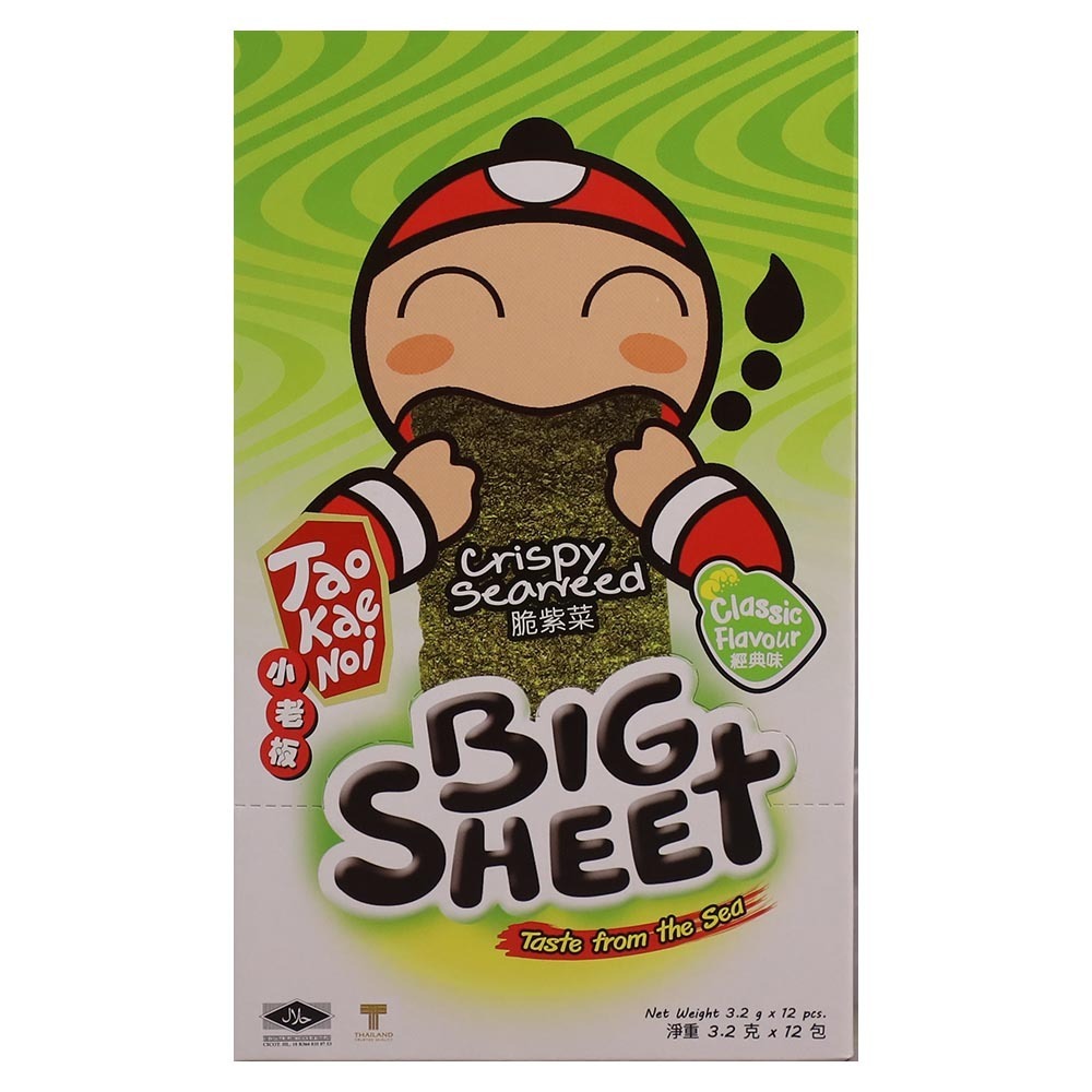 Tao Kae Noi Big Sheet Seaweed Org 12PCS 38.4G