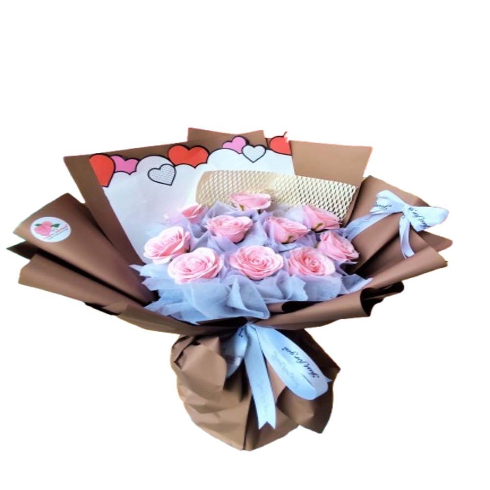 Floral District Pink Roses Artificial Bouquet