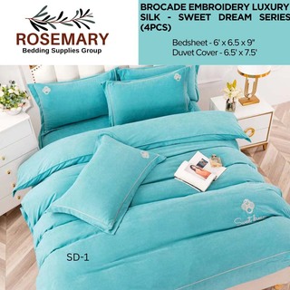 Rosemary Brocade Double Bedsheet Set SD-12 light Blue