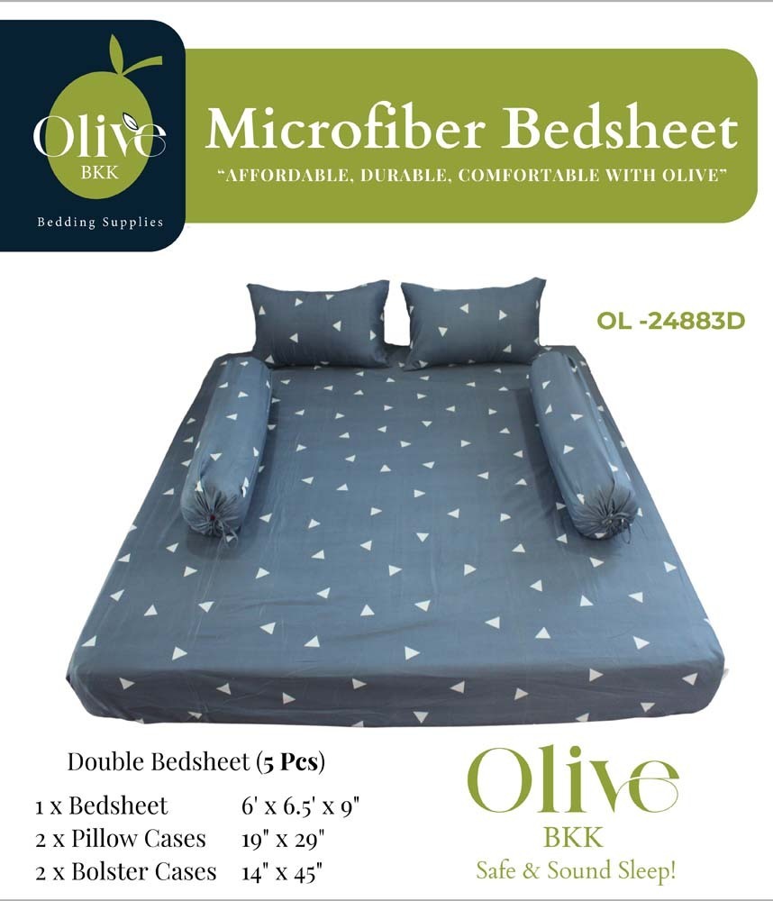 Olive Microfiber Double Bedsheet 5PCS Set OL-BKK-24883D
