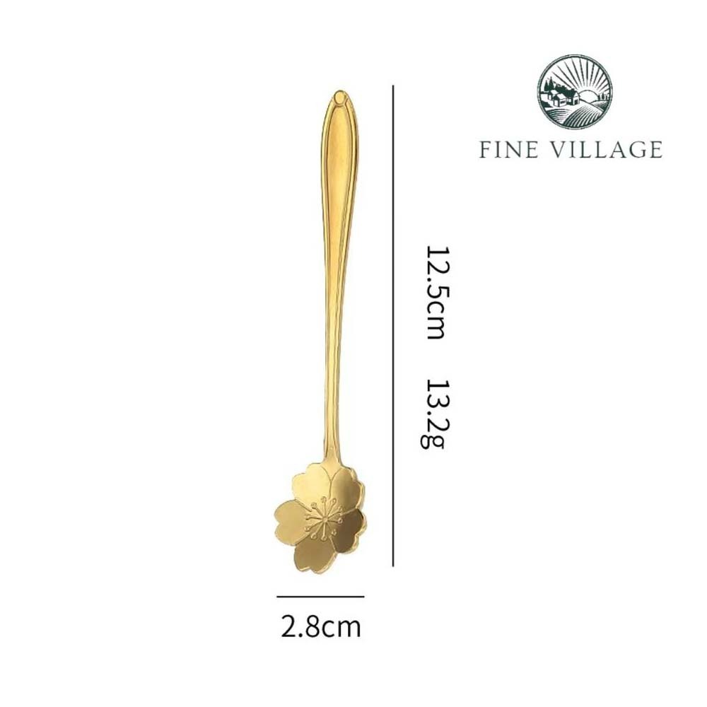 Fine Village Sakura Spoon-Short *6pcs (Gold) 12.4CM