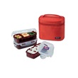 HPL754DR Lock & Lock Lunch Box 3P Set Bag & Spoon  Fork Set (Red)